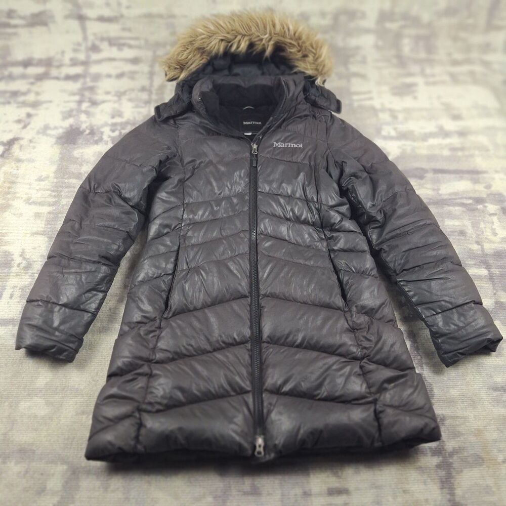 Marmot Montreaux Down Coat Womens S Black 700 Fill Puffer Long Winter Parka...
